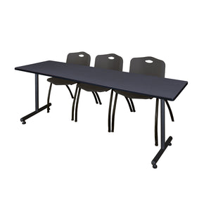 Kobe Training Table and Chair Package, Kobe 84" x 24" T-Base Training/Seminar Table with 3 "M" Stack Chairs