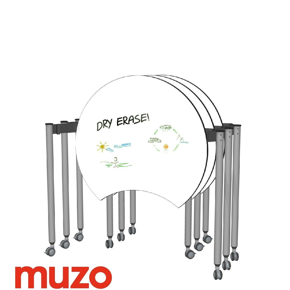 Muzo Tall Kite® Standing Height Mini Mobile Dry-Erase Flip-Top Folding/Nesting Table, 42" Crescent