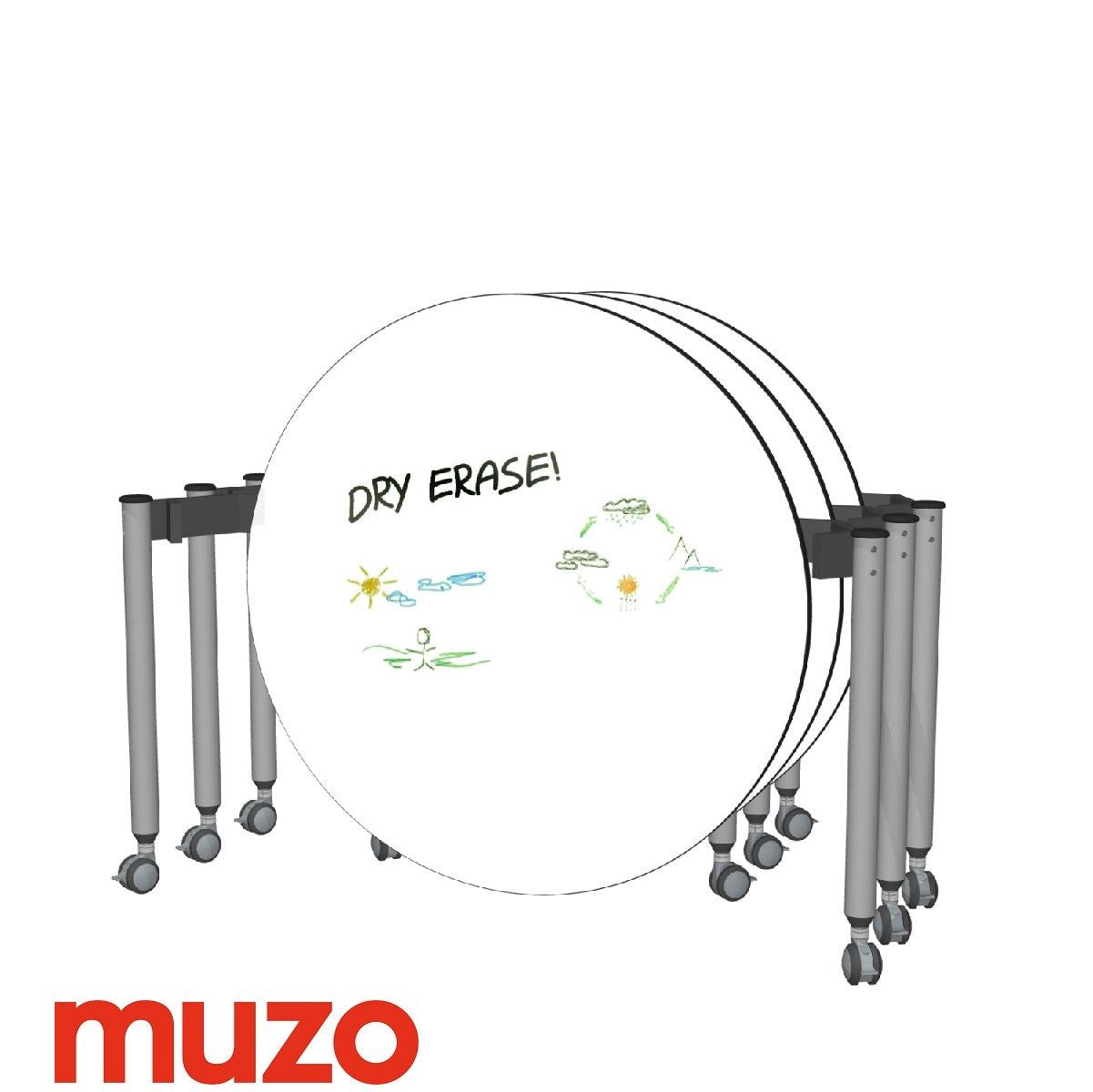 Muzo Kite® Mini Mobile Dry-Erase Flip-Top Folding/Nesting Table, 42" Full Circle, 29" H