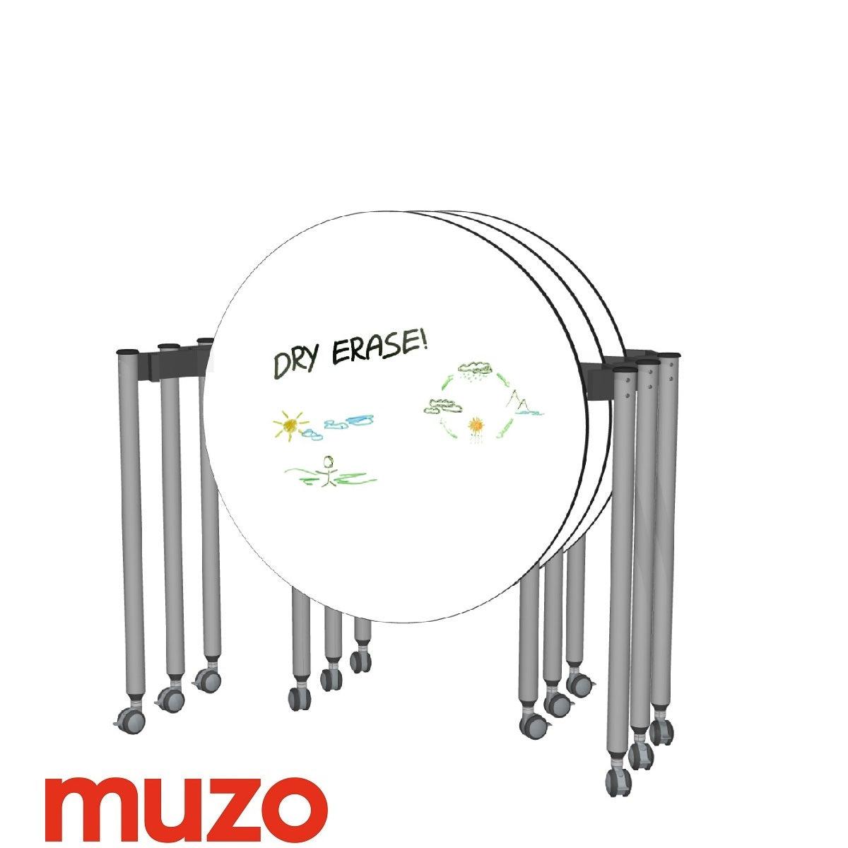 Muzo Tall Kite® Standing Height Mini Mobile Dry-Erase Flip-Top Folding/Nesting Table, 42" Full Circle