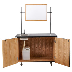 MSC Series Mobile Science Cart with Shelving, Chem-Res Top, Sink and Whiteboard/Mirror