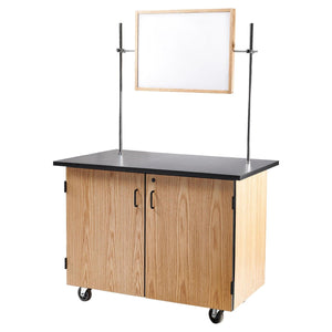 MSC Series Mobile Science Cart with Shelving, Chem-Res Top and Whiteboard/Mirror