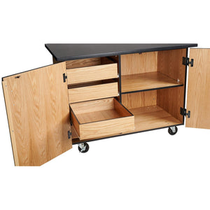 MSC Series Mobile Science Cart with Inner Drawers and Shelf, Chem-Res Top, Sink and Whiteboard/Mirror