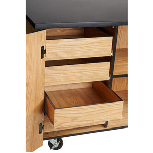 MSC Series Mobile Science Cart with Inner Drawers and Shelf, Chem-Res Top, Sink and Whiteboard/Mirror
