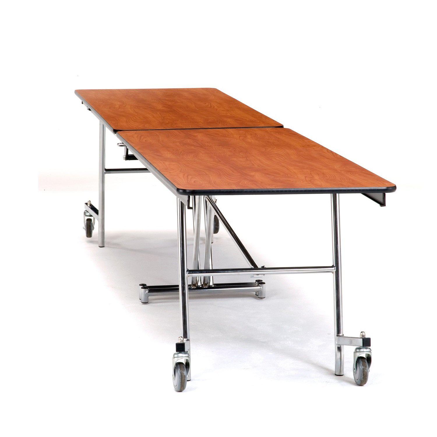 Mobile Shape Cafeteria Table, 10' Rectangle, Plywood Core, Vinyl T-Mold Edge, Chrome Frame