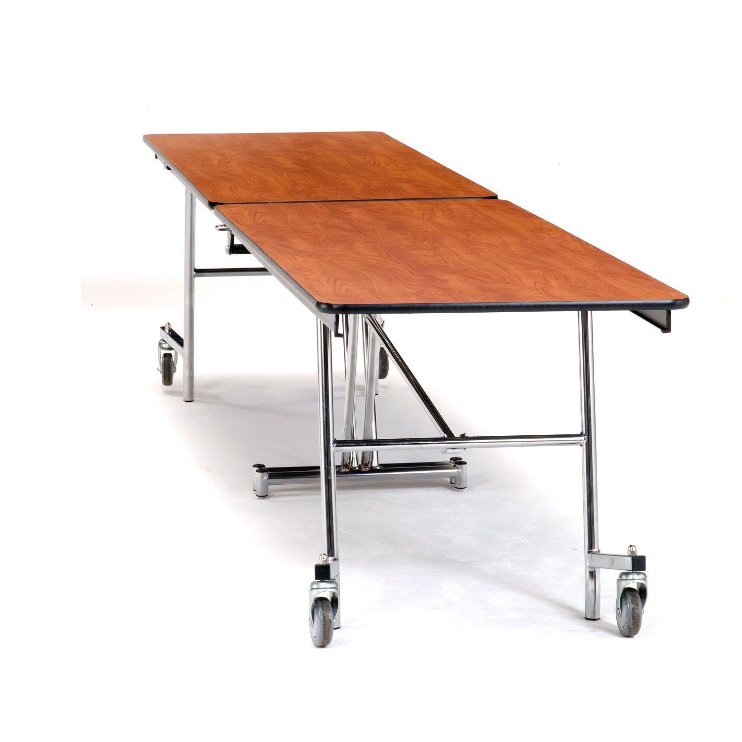Mobile Shape Cafeteria Table, 12' Rectangle, Plywood Core, Vinyl T-Mold Edge, Chrome Frame