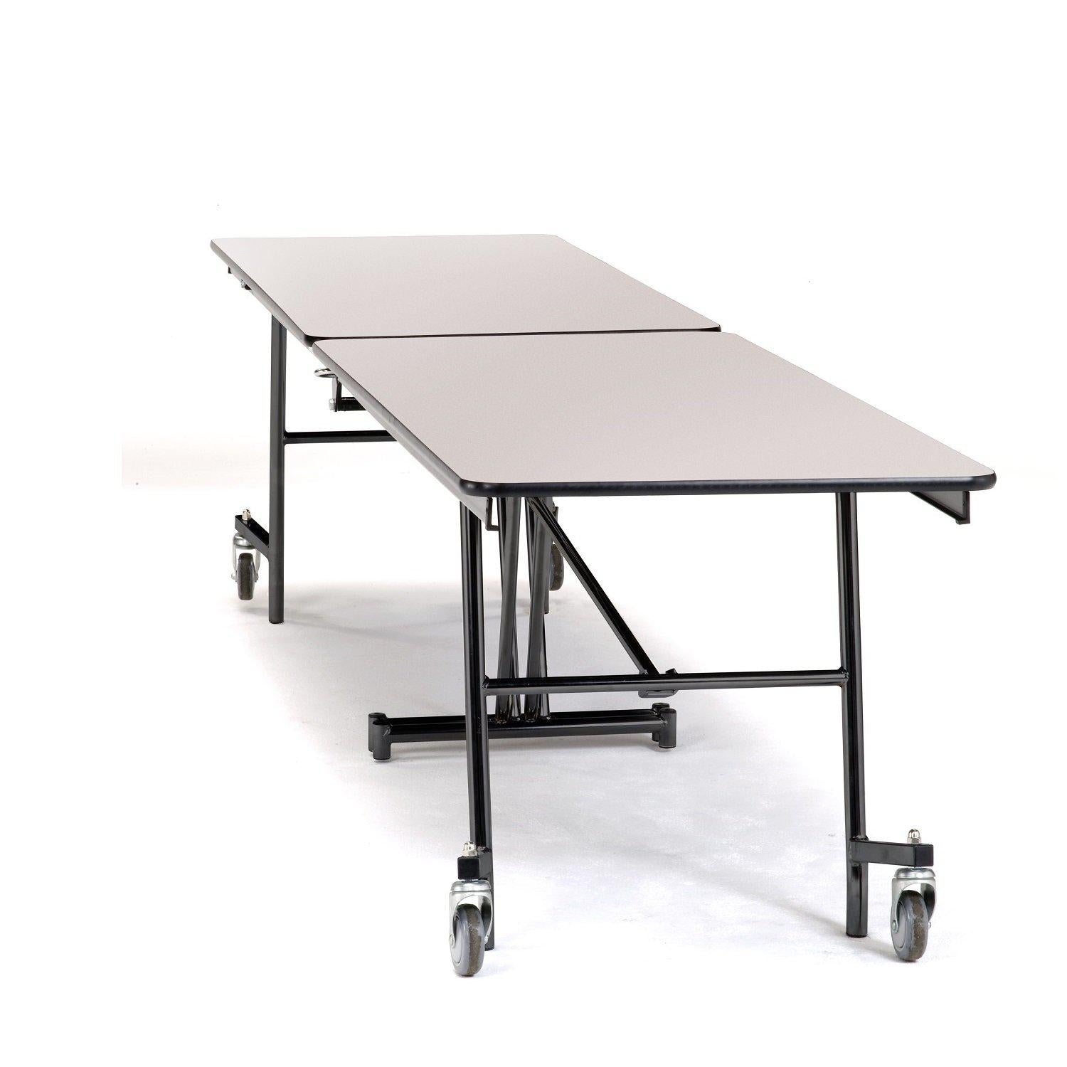 Mobile Shape Cafeteria Table, 12' Rectangle, MDF Core, Black ProtectEdge, Textured Black Frame