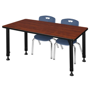 Kee Classroom Table and Chair Package, Kee 48" x 24" Rectangular Adjustable Height Table with 2 Andy 12" Stack Chairs