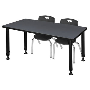 Kee Classroom Table and Chair Package, Kee 48" x 24" Rectangular Adjustable Height Table with 2 Andy 12" Stack Chairs