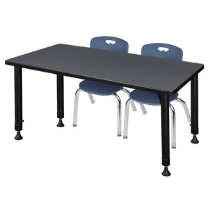 Kee Classroom Table and Chair Package, Kee 48" x 24" Rectangular Adjustable Height Table with 2 Andy 12" Stack Chairs