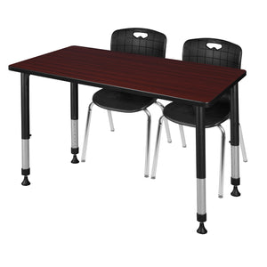 Kee Classroom Table and Chair Package, Kee 48" x 24" Rectangular Adjustable Height Table with 2 Andy 18" Stack Chairs