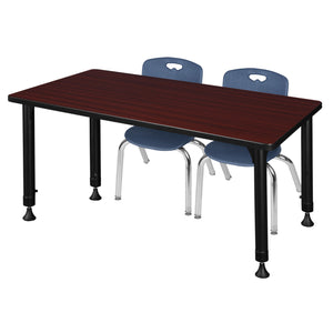 Kee Classroom Table and Chair Package, Kee 48" x 24" Rectangular Adjustable Height Table with 2 Andy 12" Stack Chairs