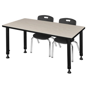 Kee Classroom Table and Chair Package, Kee 48" x 24" Rectangular Adjustable Height Table with 2 Andy 12" Stack Chairs