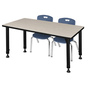 Kee Classroom Table and Chair Package, Kee 48" x 24" Rectangular Adjustable Height Table with 2 Andy 12" Stack Chairs