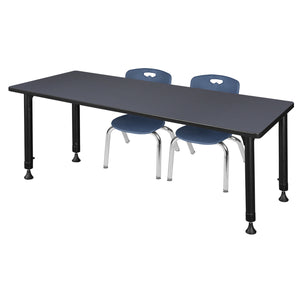 Kee Classroom Table and Chair Package, Kee 60" x 24" Rectangular Adjustable Height Table with 2 Andy 12" Stack Chairs