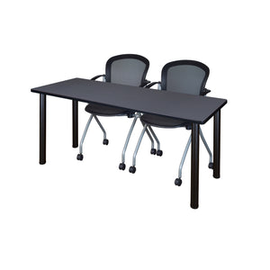 Kee Training Table and Chair Package, Kee 60" x 24" Post Leg Training/Seminar Table with 2 Cadence Nesting Chairs