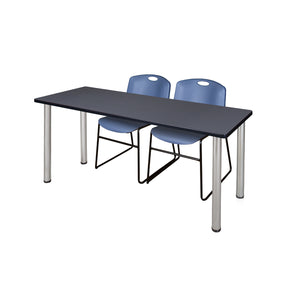 Kee Training Table and Chair Package, Kee 60" x 24" Post Leg Training/Seminar Table with 2 Zeng Stack Chairs