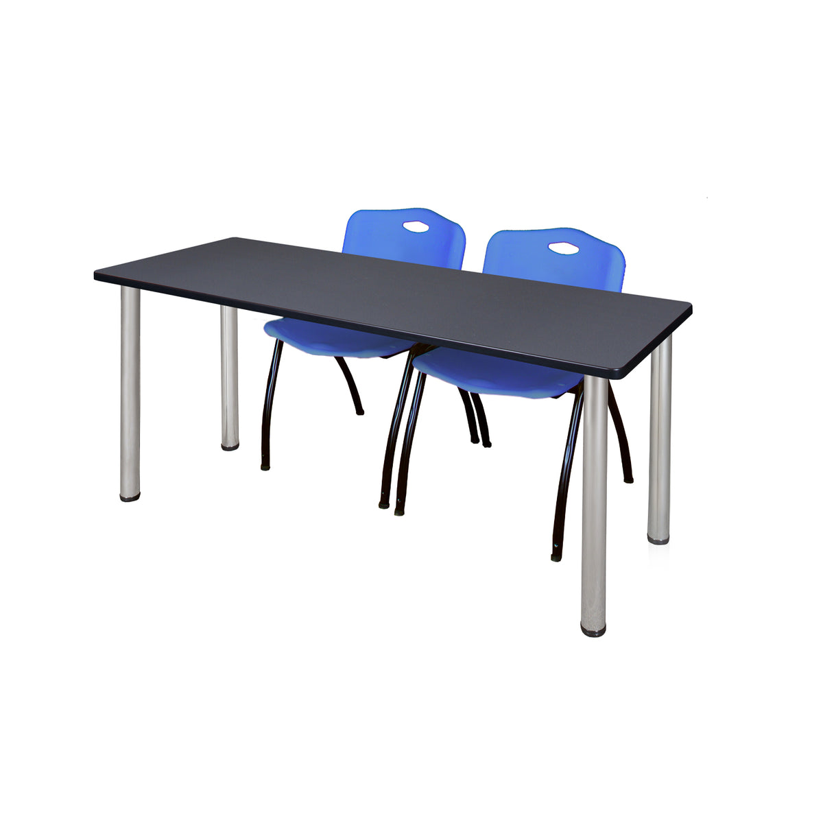 Kee Training Table and Chair Package, Kee 60" x 24" Post Leg Training/Seminar Table with 2 "M" Stack Chairs
