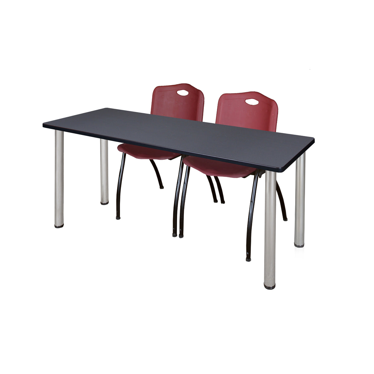 Kee Training Table and Chair Package, Kee 60" x 24" Post Leg Training/Seminar Table with 2 "M" Stack Chairs