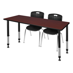 Kee Classroom Table and Chair Package, Kee 60" x 24" Rectangular Adjustable Height Table with 2 Andy 18" Stack Chairs