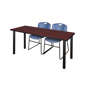 Kee Training Table and Chair Package, Kee 60" x 24" Post Leg Training/Seminar Table with 2 Zeng Stack Chairs