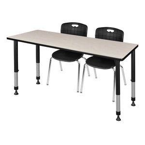 Kee Classroom Table and Chair Package, Kee 60" x 24" Rectangular Adjustable Height Table with 2 Andy 18" Stack Chairs