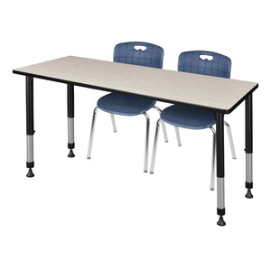 Kee Classroom Table and Chair Package, Kee 60" x 24" Rectangular Adjustable Height Table with 2 Andy 18" Stack Chairs