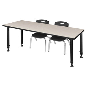 Kee Classroom Table and Chair Package, Kee 60" x 24" Rectangular Adjustable Height Table with 2 Andy 12" Stack Chairs