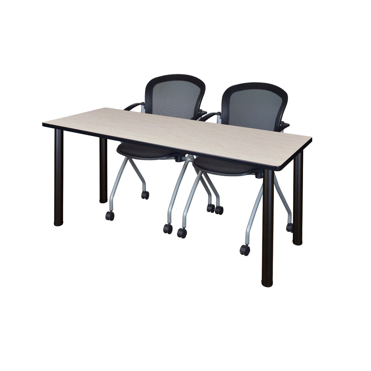 Kee Training Table and Chair Package, Kee 60" x 24" Post Leg Training/Seminar Table with 2 Cadence Nesting Chairs