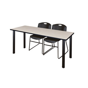 Kee Training Table and Chair Package, Kee 60" x 24" Post Leg Training/Seminar Table with 2 Zeng Stack Chairs