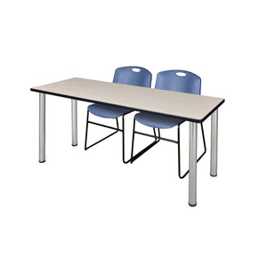 Kee Training Table and Chair Package, Kee 60" x 24" Post Leg Training/Seminar Table with 2 Zeng Stack Chairs