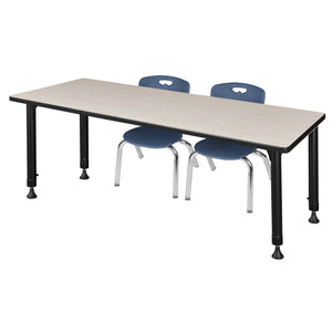 Kee Classroom Table and Chair Package, Kee 60" x 30" Rectangular Adjustable Height Table with 2 Andy 12" Stack Chairs