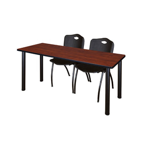 Kee Training Table and Chair Package, Kee 66" x 24" Post Leg Training/Seminar Table with 2 "M" Stack Chairs