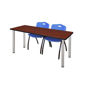 Kee Training Table and Chair Package, Kee 66" x 24" Post Leg Training/Seminar Table with 2 "M" Stack Chairs