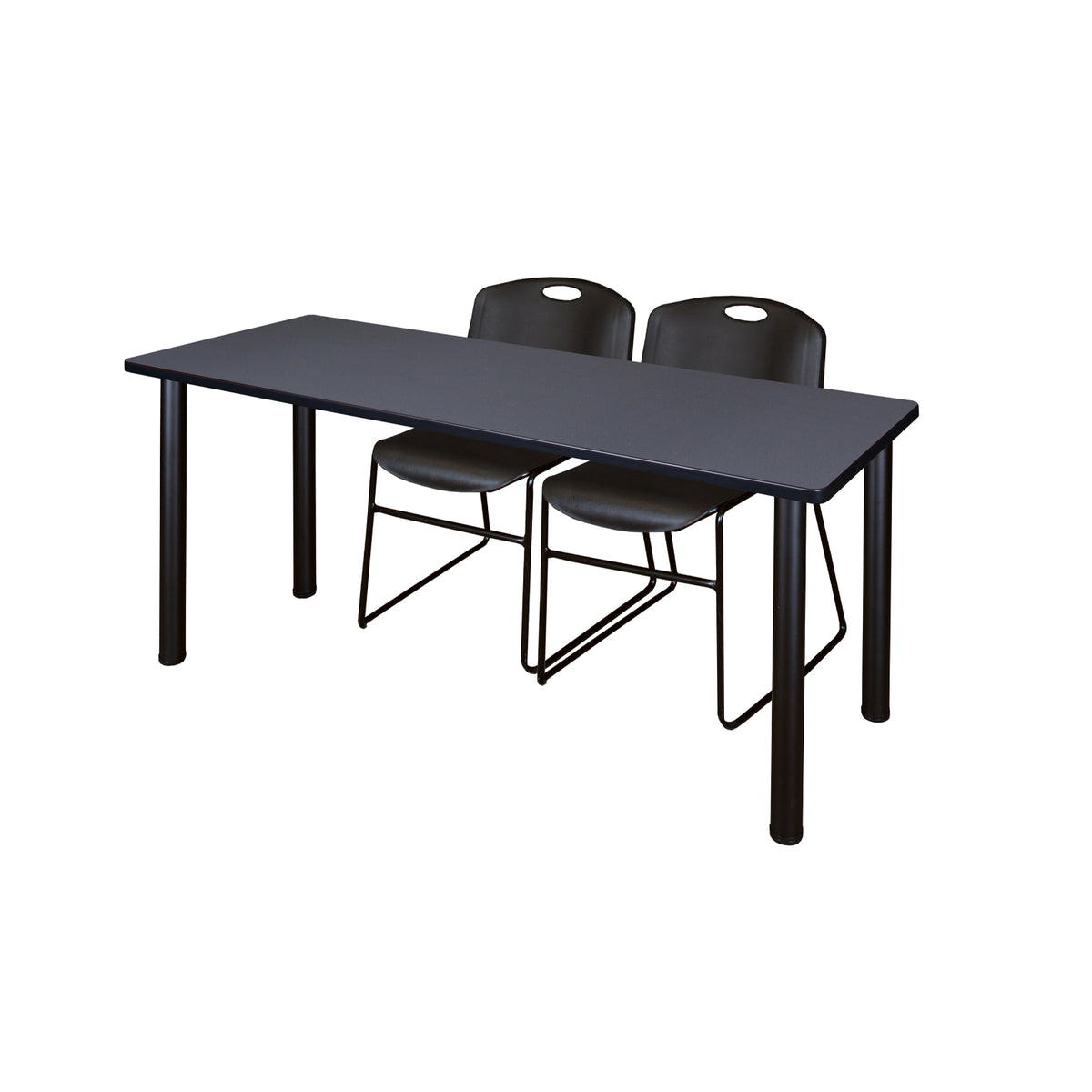 Kee Training Table and Chair Package, Kee 66" x 24" Post Leg Training/Seminar Table with 2 Zeng Stack Chairs