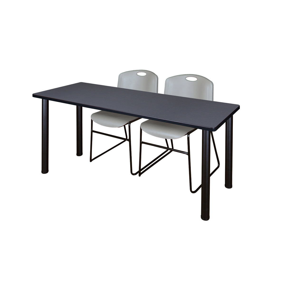 Kee Training Table and Chair Package, Kee 66" x 24" Post Leg Training/Seminar Table with 2 Zeng Stack Chairs