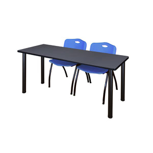 Kee Training Table and Chair Package, Kee 66" x 24" Post Leg Training/Seminar Table with 2 "M" Stack Chairs