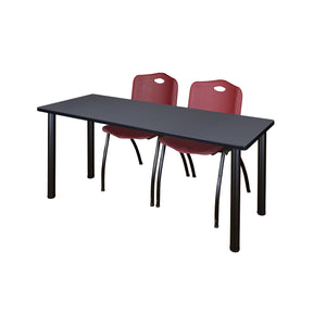 Kee Training Table and Chair Package, Kee 66" x 24" Post Leg Training/Seminar Table with 2 "M" Stack Chairs