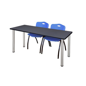 Kee Training Table and Chair Package, Kee 66" x 24" Post Leg Training/Seminar Table with 2 "M" Stack Chairs