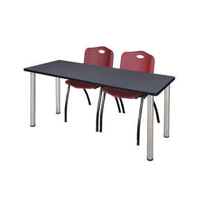 Kee Training Table and Chair Package, Kee 66" x 24" Post Leg Training/Seminar Table with 2 "M" Stack Chairs