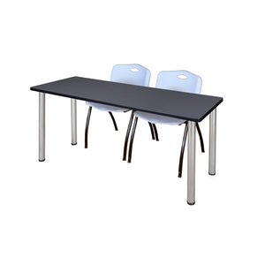 Kee Training Table and Chair Package, Kee 66" x 24" Post Leg Training/Seminar Table with 2 "M" Stack Chairs