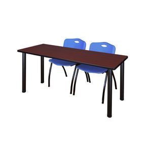 Kee Training Table and Chair Package, Kee 66" x 24" Post Leg Training/Seminar Table with 2 "M" Stack Chairs