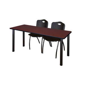 Kee Training Table and Chair Package, Kee 66" x 24" Post Leg Training/Seminar Table with 2 "M" Stack Chairs