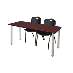 Kee Training Table and Chair Package, Kee 66" x 24" Post Leg Training/Seminar Table with 2 "M" Stack Chairs