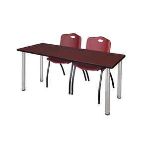 Kee Training Table and Chair Package, Kee 66" x 24" Post Leg Training/Seminar Table with 2 "M" Stack Chairs