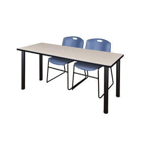 Kee Training Table and Chair Package, Kee 66" x 24" Post Leg Training/Seminar Table with 2 Zeng Stack Chairs