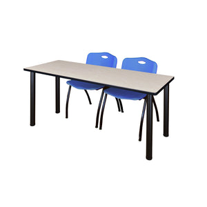 Kee Training Table and Chair Package, Kee 66" x 24" Post Leg Training/Seminar Table with 2 "M" Stack Chairs