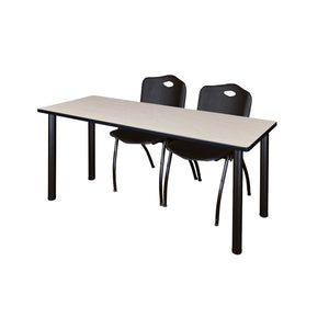 Kee Training Table and Chair Package, Kee 66" x 24" Post Leg Training/Seminar Table with 2 "M" Stack Chairs