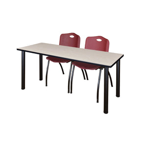 Kee Training Table and Chair Package, Kee 66" x 24" Post Leg Training/Seminar Table with 2 "M" Stack Chairs