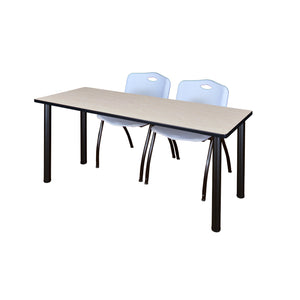 Kee Training Table and Chair Package, Kee 66" x 24" Post Leg Training/Seminar Table with 2 "M" Stack Chairs